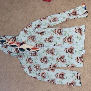 Kids Sloth/ Feather Print Revesable Jacket Green